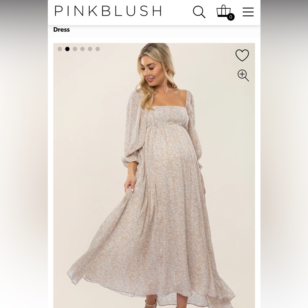 PinkBlush Neutral Floral Maternity Dress 🌸